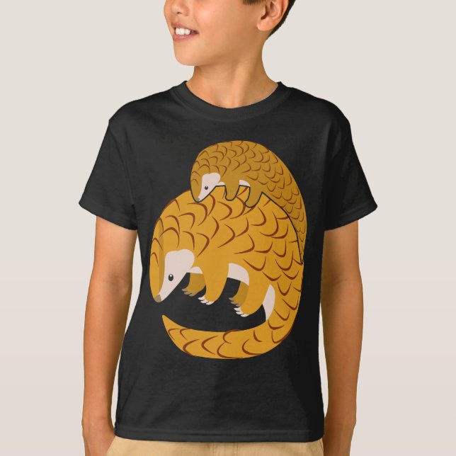 Camiseta Pangolin Engraçado Mãe E Correspondência Familiar (Frente)