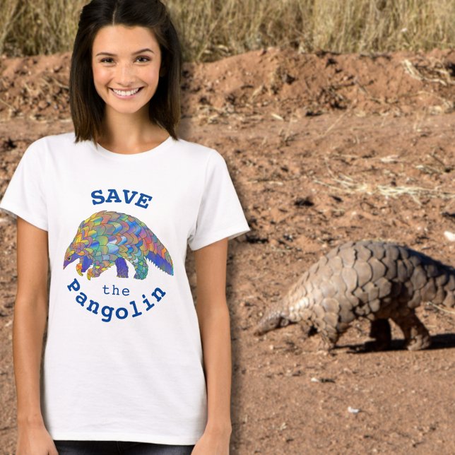 Camiseta Pangolin Espécies Animais Ameaçadas De Extinção (Save the pangolin slogan colorful animal art T-shirt endangered species animal wildlife)