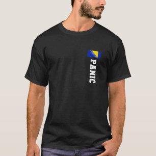 Camiseta Panic Bósnia Flag Casaco do Sobrenome do braço E