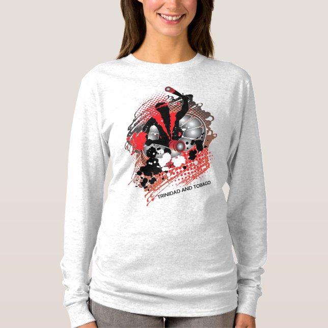 Camiseta Panman do Carnaval abstrato em Branco Vermelho e P (Frente)