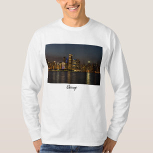 Camiseta Pano de Chicago Skyline Noite