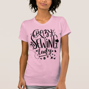 Camiseta Pano de Sewing Black Pink Seamstress Hobby