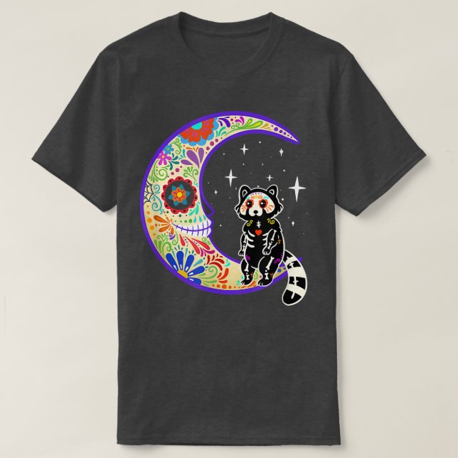 Camiseta Pano vermelho Dia de Los Muertos Skeleton (Frente do Design)