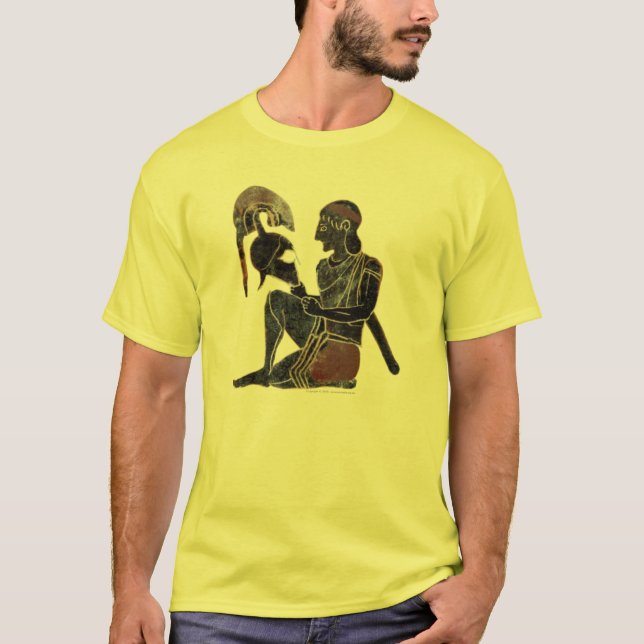 Camiseta Panóplia - assento do soldado do hoplite do grego (Frente)