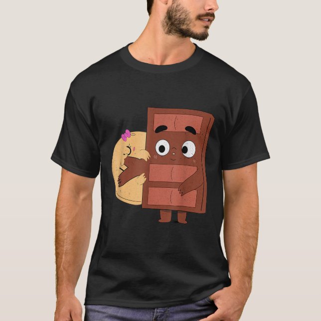 Camiseta Panqueca de Chocolate Beijos Doces do Dia dos Namo (Frente)