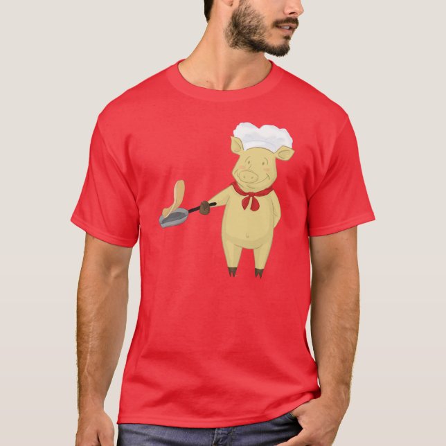 Camiseta Panqueca que lança o cozinheiro chefe do porco (Frente)
