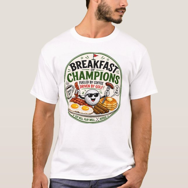 Camiseta Panquecas Bacon Birdies Café da Manhã de Golfe Div (Frente)
