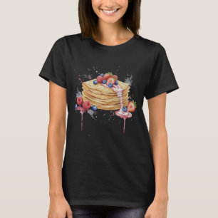 Camiseta Panquecas Encantadoras & Frutas Vermelhas Aquarela