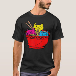 Camiseta Panseual Cat Ramen Kawaii Japanese Food Pan Pride 