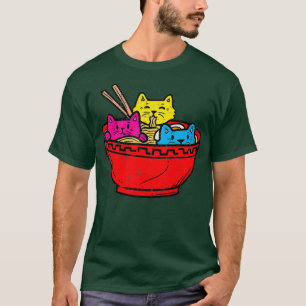 Camiseta Panseual Cat Ramen Kawaii Japonês Comida Pan Men