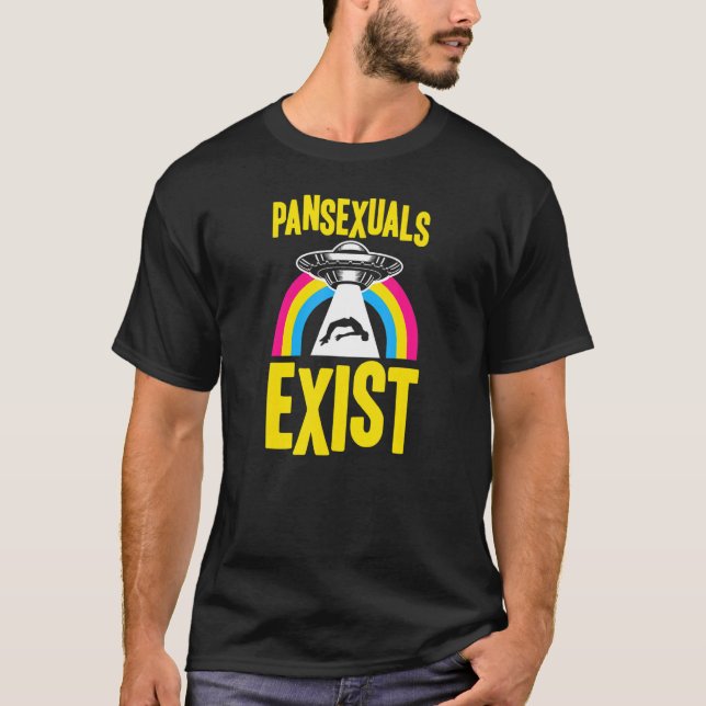 Camiseta Pansexuais Existem Ufo Alienígena Abdução Pan Prid (Frente)