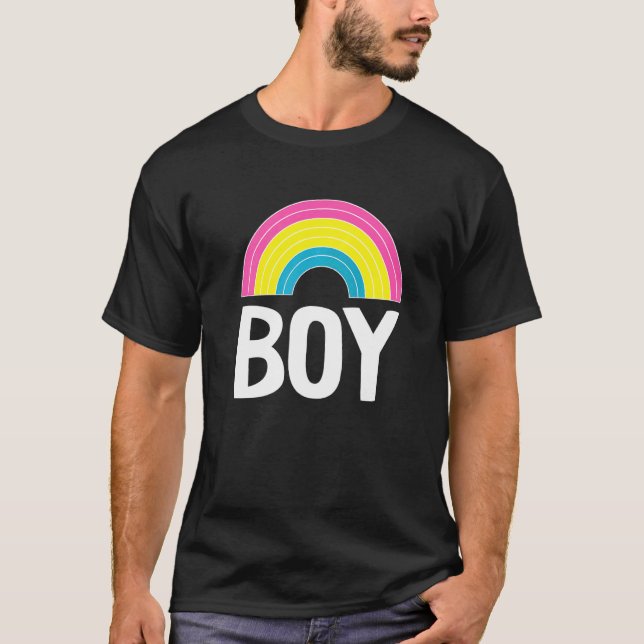 Camiseta Pansexual Boy Rainbow Lgbt Q Bandeira do Orgulho P (Frente)