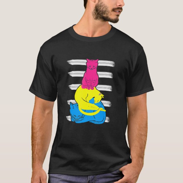 Camiseta Pansexual Gato Lgbtq Pan Pride Sinalizador Pansexu (Frente)