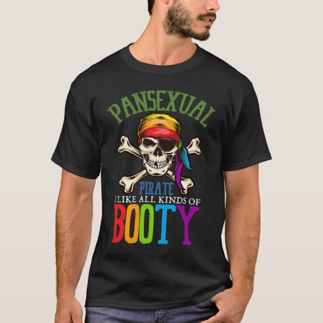 Camiseta Pansexual Pirate Like All Kinds Of Booty Gay Lesbi (Frente)