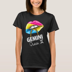 Camiseta Pansexual Pride Gemini Queen Lábios Bandeira Maio