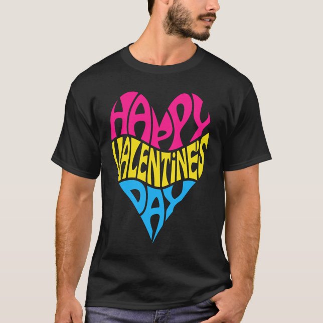 Camiseta Pansexual Valentine's Day Pan LGBTQ LGBT Love and  (Frente)