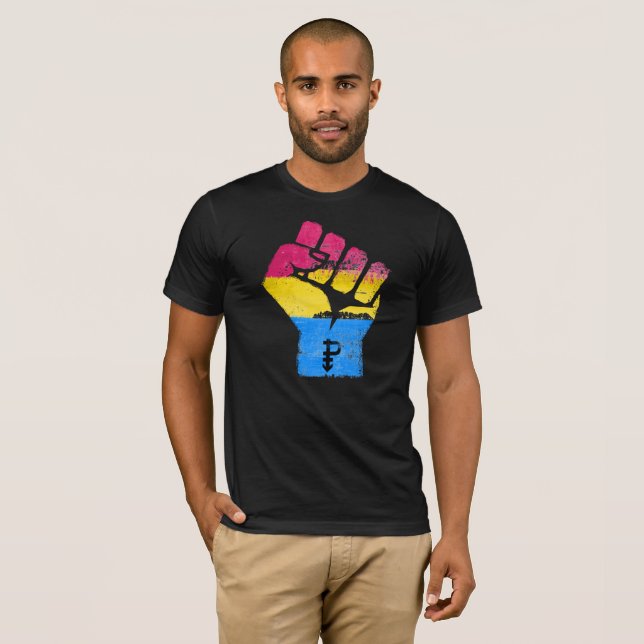 Camiseta PANSEXUALS RESISTEM o PUNHO - trabalhos de arte do (Frente Completa)