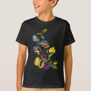 Camiseta Pansies bordados Nouveau da arte