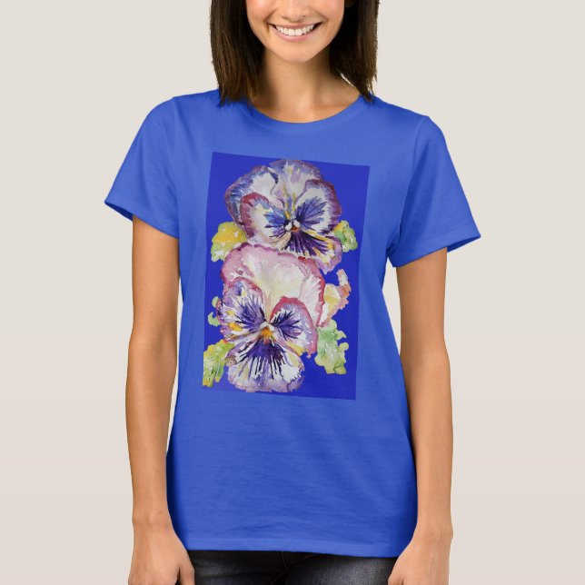 Camiseta Pansy floral Pansy Watercolor (Frente)