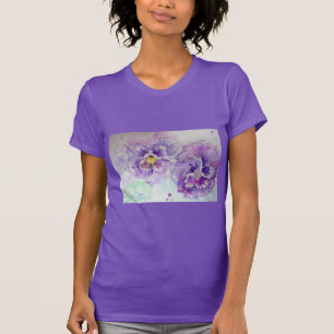Camiseta Pansy Pansy Watercolor, violeta da flor, T Shirt