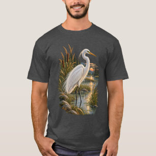Camiseta Pântano do Grande Garça ao Pôr do Sol Selvagem