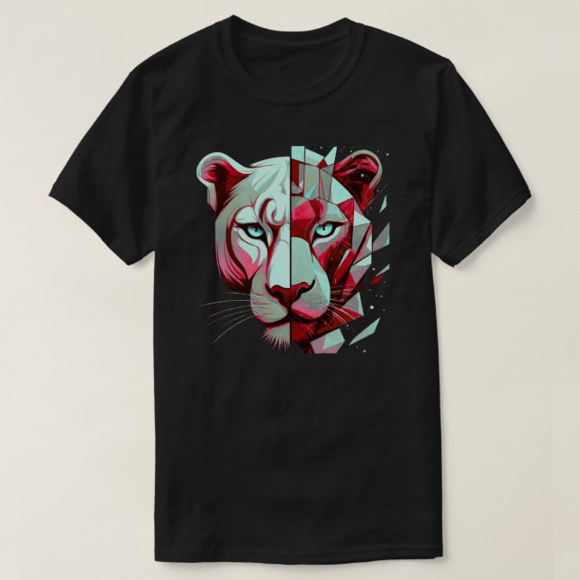 Camiseta Pantera Geométrica com Rosto Dividido | Arte Moder (Frente do Design)