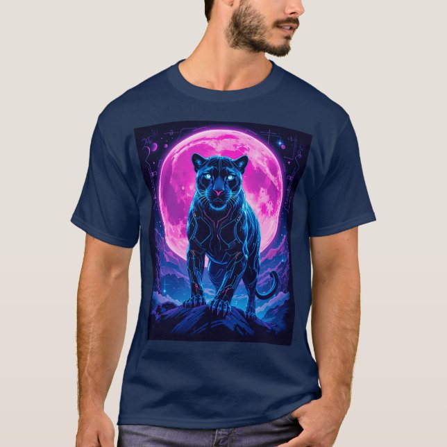 Camiseta Pantera Negra Neon Cyberpunk (Frente)