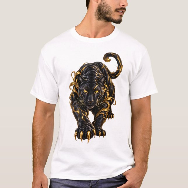 Camiseta Pantera Negra - Predador de Luxo Sombrio & Poder (Frente)