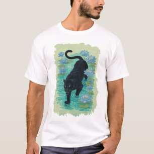 Camiseta Pantera rastejando por flores de lótus azul