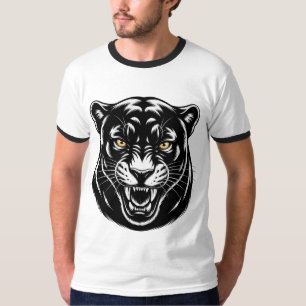 Camiseta Pantera Rugindo Feroz Gráfico Agressivo Preto