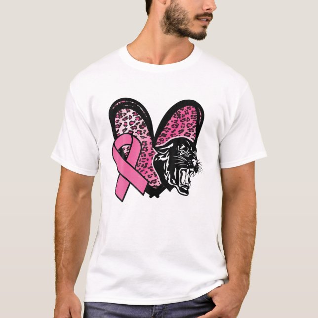 Camiseta Panteras Sensibilização do Cancer Rosa Leopardo Ou (Frente)