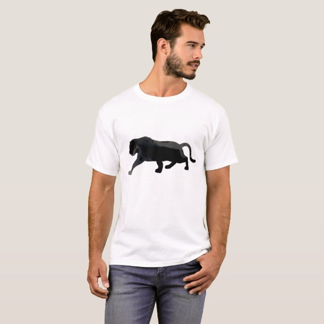 Camiseta Pantero Negro Abstrato Fluido Arte Aquarela Gato (Frente Completa)