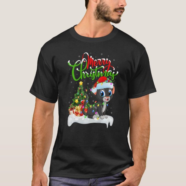 Camiseta Panther  Xmas Decorations Santa Panther Christmas (Frente)