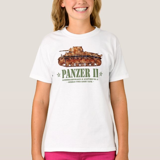 Camiseta Panzer II A2 Guerra Mundial 2 Tanque alemão leve (Frente)