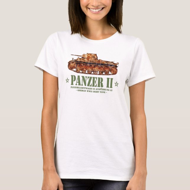 Camiseta Panzer II A2 Guerra Mundial 2 Tanque alemão leve (Frente)