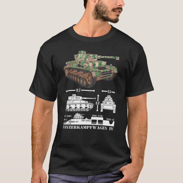 Camiseta Panzer Iv Ww2 Tanques Alemães Diagrama Infográfico (Frente)