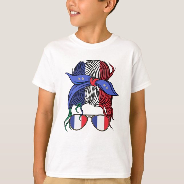 Camiseta Pão bagunçado com bandeira francesa (Frente)