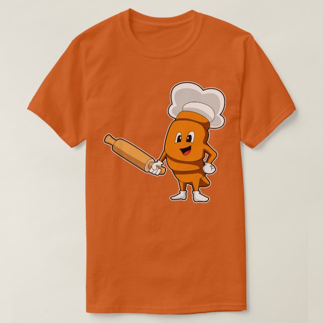 Camiseta Pão como Cozinhar com Pino de Rolagem (Frente do Design)