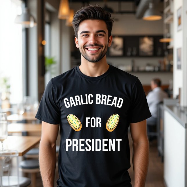 Camiseta Pão de alho para Presidente T-Shirt Comida Engraça (Criador carregado)