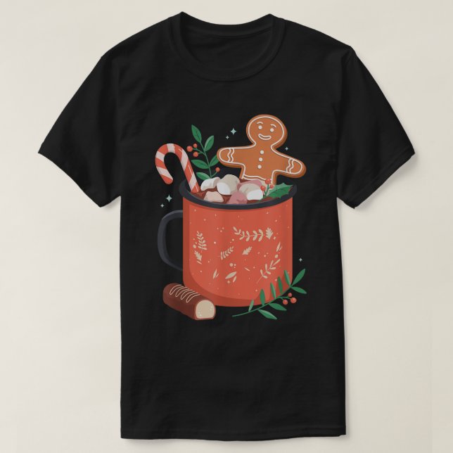 Camiseta Pão de chocolate quente Cookie Xmas Natal Ho (Frente do Design)