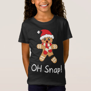 Camiseta Pão de Gengala Engraçado Feliz Natal Oh Snap