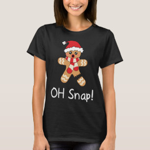 Camiseta Pão de Gengala Engraçado Feliz Natal Oh Snap