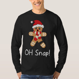 Camiseta Pão de Gengala Engraçado Feliz Natal Oh Snap