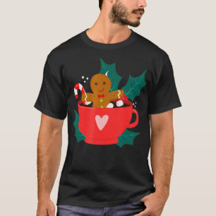 Camiseta Pão De Gengibre No Feriado De Natal Com Mug De Ca