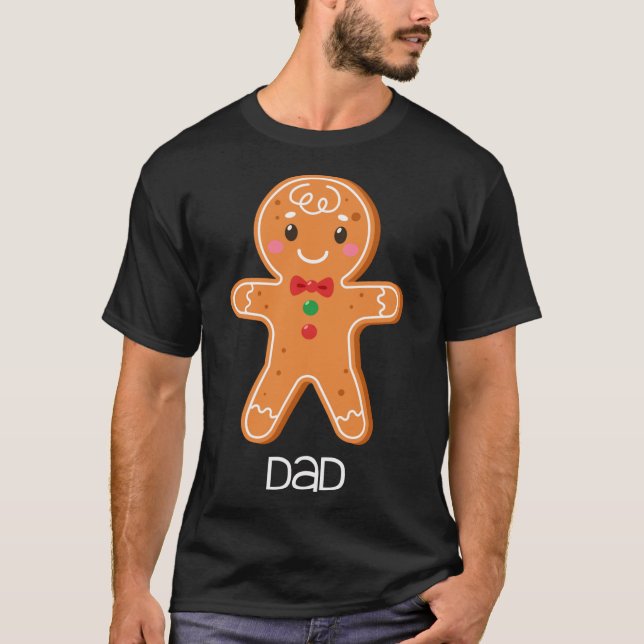 Camiseta Pão de Gengibre Pai de Natal Correspondente Pijama (Frente)