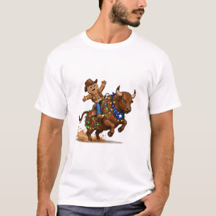 Camiseta Pão de gengibre Texas Touro Natal Luz Cowboy Oeste