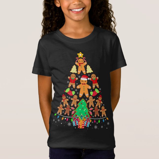 Camiseta Pão de Gingerpão Árvore de Natal Xmas Pijamas (Frente)