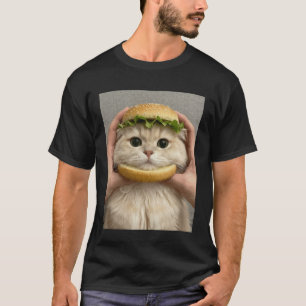 Camiseta Pão de Hambúrguer de Gato Fofo Meme de Comida Engr