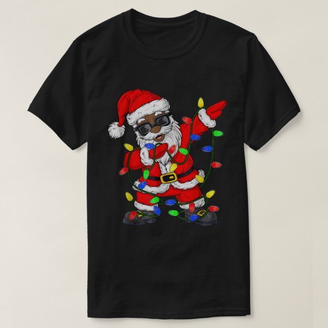 Camiseta Pão de Natal Black African American Papai Noel (Frente do Design)