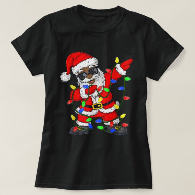 Camiseta Pão de Natal Black African American Papai Noel (Frente do Design)